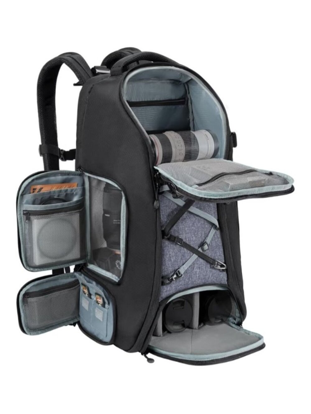 K&F Concept Camera Backpack 30L Rain Cover Laptop Compartment Tripod Waterproof